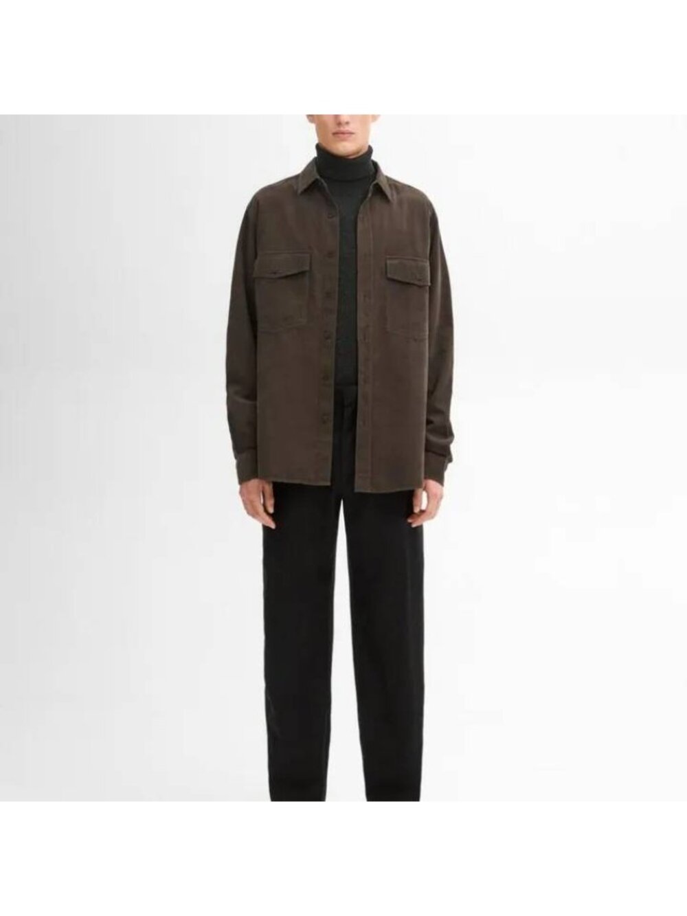 Massimo Dutti Mens Corduroy Shirt Medium Brown Green Button Down 0161/705 NWT